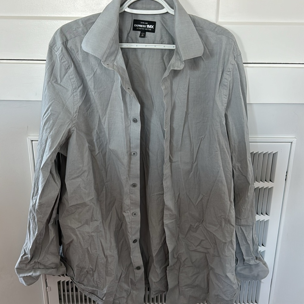 Express. Men’s, Gray Button Down. Euc. - image 1